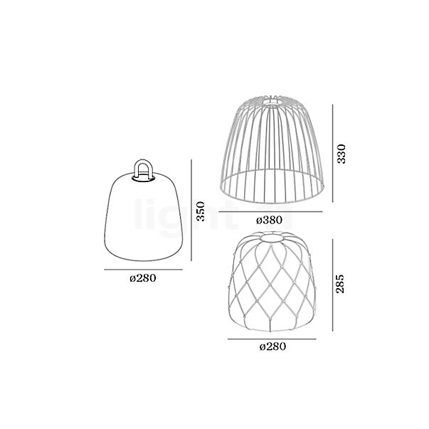 Wever & Ducré Costa, lámpara recargable LED Cage, celeste - alzado con dimensiones