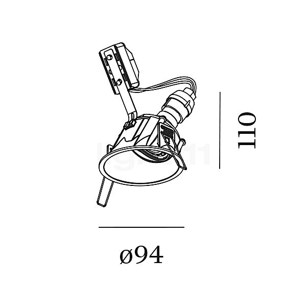 Wever & Ducré Deep Adjust 1.0 Projecteur encastré asymétrique blanc - vue en coupe