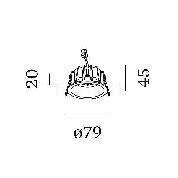 Wever & Ducré Deep Petit 1.0 Einbaustrahler LED schwarz - 2.700 K Skizze