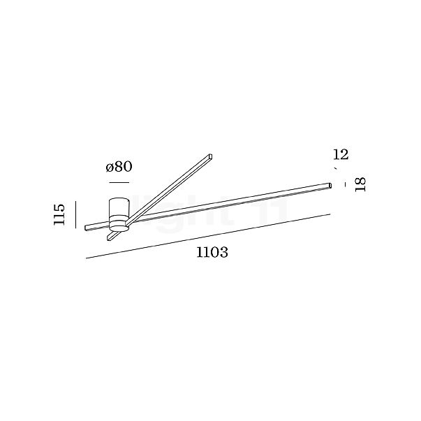 Wever & Ducré Fil Spin 1.0 Plafonnier LED noir mat - vue en coupe