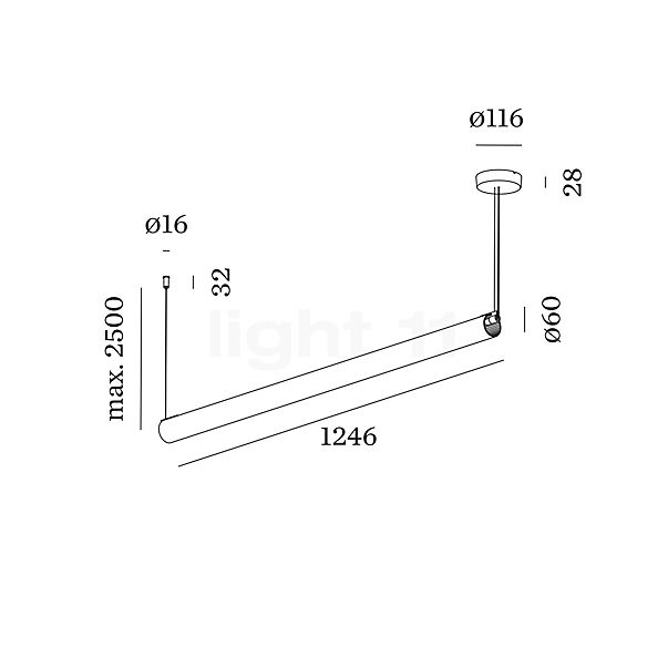 Wever & Ducré Finelle 1.0 Suspension LED noir mat - vue en coupe