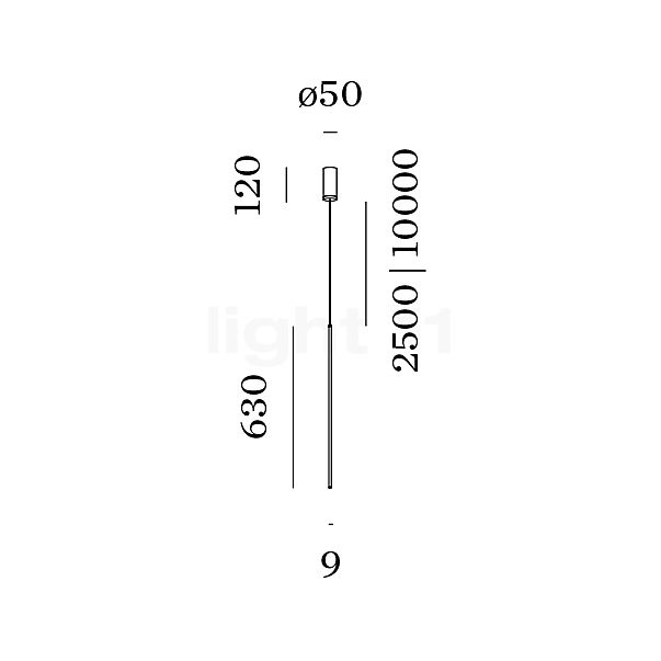 Wever & Ducré Finlin 1.0 Pendelleuchte LED schwarz/champagner - 3.000 K Skizze