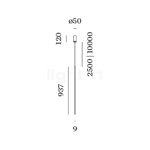 Wever & Ducré Finlin 2.0 Suspension LED noir - 2.700 K - vue en coupe