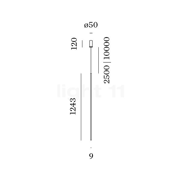 Wever & Ducré Finlin 3.0 Suspension LED noir/champagne - 3.000 k - vue en coupe