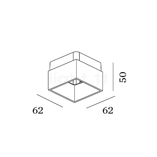 Wever & Ducré Innenabdeckung für Box 1.0 Deckenleuchte gris oscuro - alzado con dimensiones