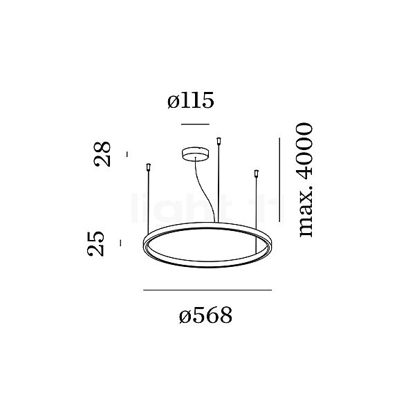 Wever & Ducré Kujo 2.0 Hanglamp LED zwart mat schets