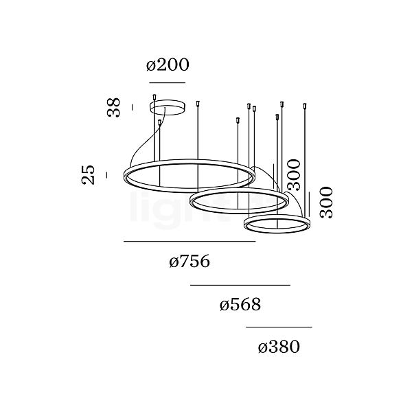 Wever & Ducré Kujo 3.2.1 Hanglamp LED zwart mat schets