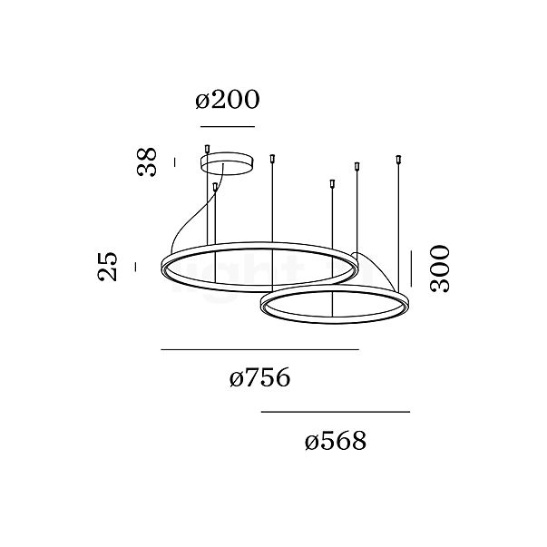 Wever & Ducré Kujo 3.2 Pendant Light LED black matt sketch