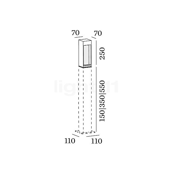 Wever & Ducré Linus Pedestal Light LED H. 50 cm - 3.0 , discontinued product sketch