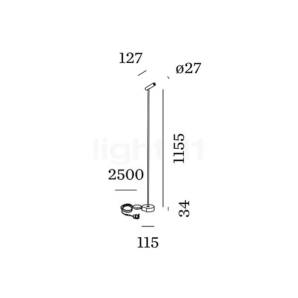 Wever & Ducré Match 1.0 Vloerlamp LED wit mat schets