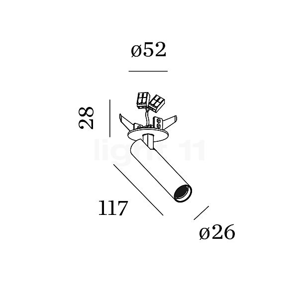 Wever & Ducré Match 1.0, foco parcialmente empotrado LED sin balastos blanco - 2.700 K - alzado con dimensiones