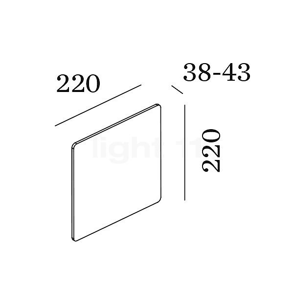 Wever & Ducré Miles 2.0 Carré LED dorado - alzado con dimensiones