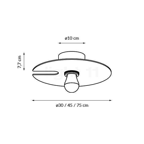 Wever & Ducré Mirro Applique/Plafonnier doré, ø75 cm - vue en coupe