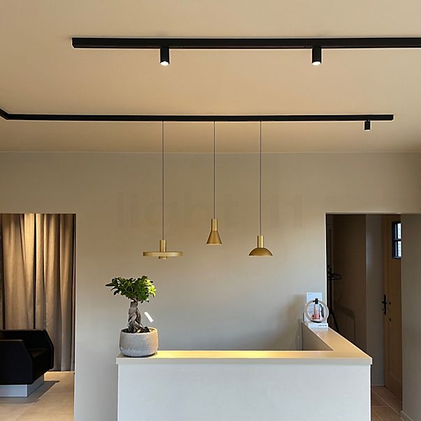 Wever & Ducré Odrey 1.2 Hanglamp plafondkapje zwart/lampenkap goud