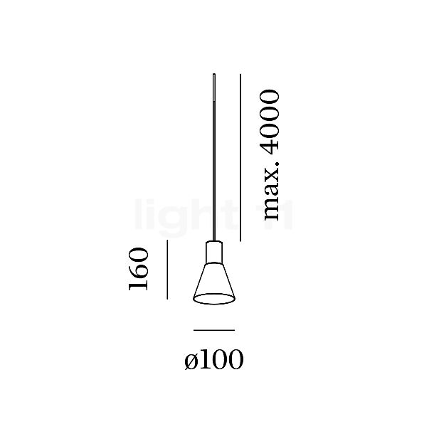 Wever & Ducré Odrey 1.3, lámpara de suspensión florón blanco/pantalla blanco/dorado - alzado con dimensiones