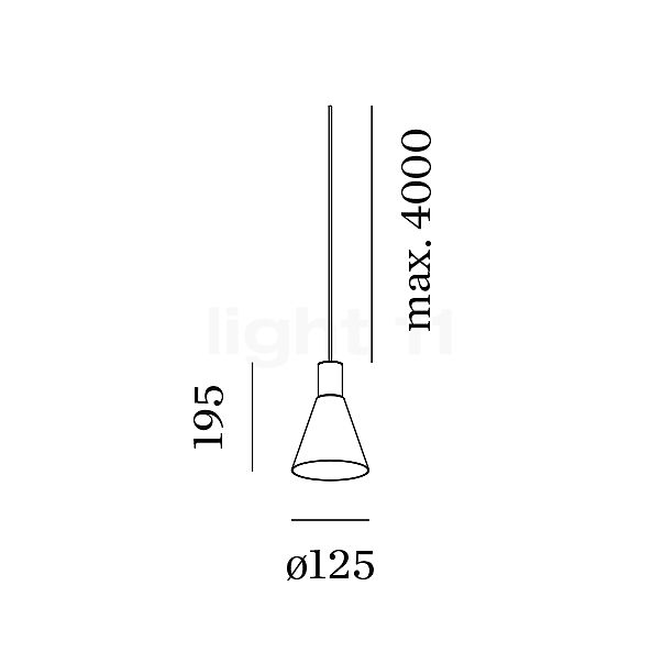Wever & Ducré Odrey 1.4, lámpara de suspensión florón blanco/pantalla blanco/dorado - alzado con dimensiones