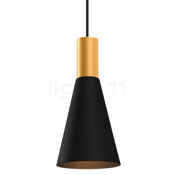 Wever & Ducré Odrey 1.5, lámpara de suspensión florón negro/pantalla dorado/negro