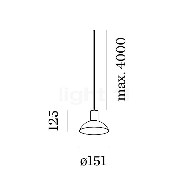 Wever & Ducré Odrey 1.7 Hanglamp plafondkapje zwart/lampenkap goud schets