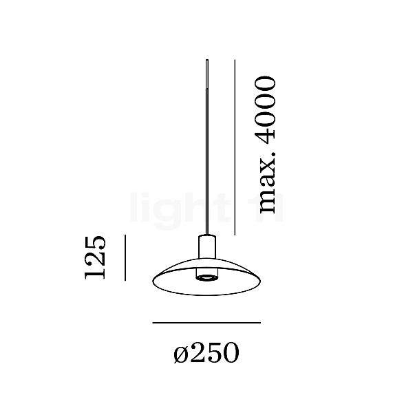 Wever & Ducré Odrey 1.8, lámpara de suspensión florón blanco/pantalla blanco/dorado - alzado con dimensiones