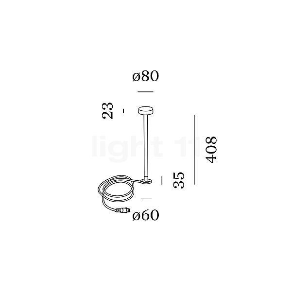 Wever & Ducré Pola 2.1 Borne d'éclairage LED anthracite - vue en coupe