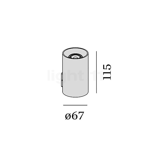 Wever & Ducré Ray Mini 1.0, lámpara de pared negro - alzado con dimensiones