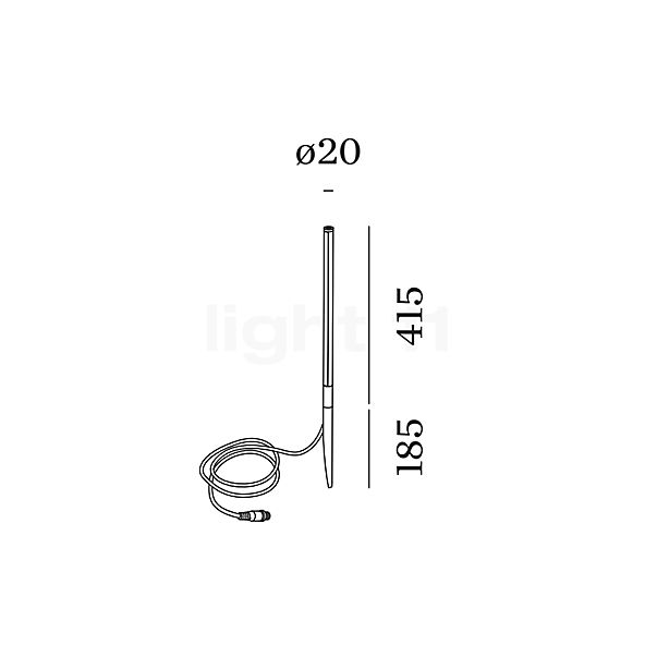 Wever & Ducré Reed 1.0 Luce del piedistallo LED senza reattori antracite - vista in sezione