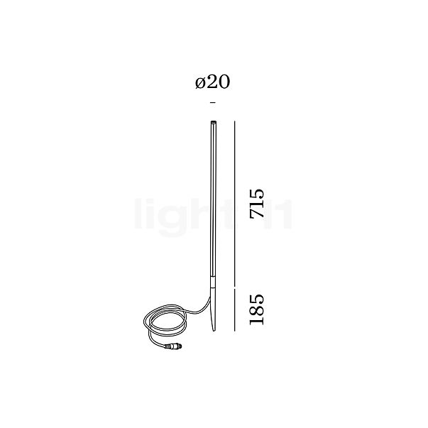 Wever & Ducré Reed 2.0 Pullertlampe LED uden forkoblinger antrazit skitse