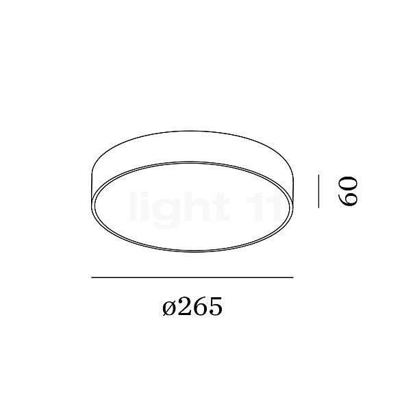 Wever & Ducré Roby 2.6 Plafonnier LED IP44 noir - vue en coupe