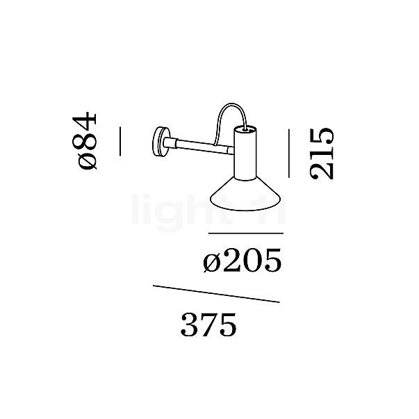 Wever & Ducré Roomor 1.1 Applique noir / noir - vue en coupe