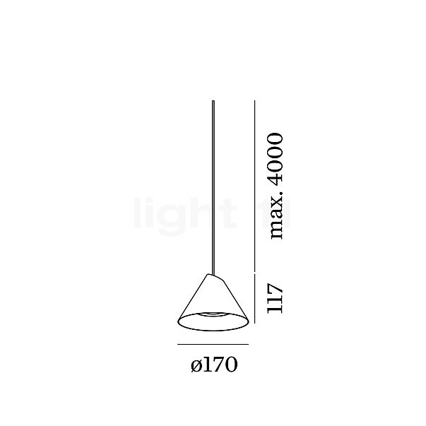 Wever & Ducré Shiek 1.0 LED lampenkap koper/plafondkapje wit schets