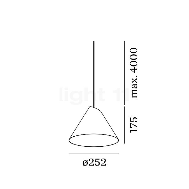 Wever & Ducré Shiek 2.0 LED abat-jour noir/cuivre, cache-piton blanc - vue en coupe
