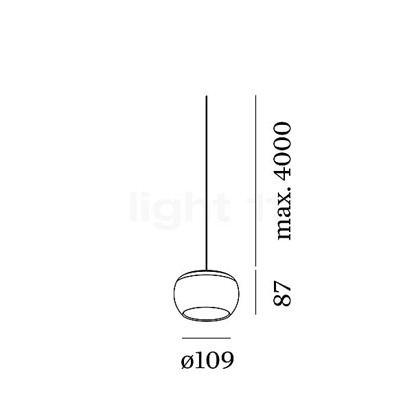 Wever & Ducré Wetro 1.0 LED lampenkap koper/plafondkapje wit schets