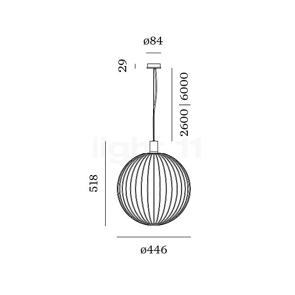Wever & Ducré Wiro 5.0 Globe Lampada a sospensione nero - vista in sezione