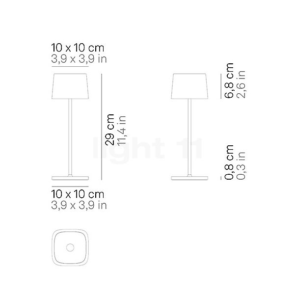 Zafferano Ofelia Akkuleuchte LED dunkelgrau - 29 cm Skizze