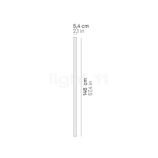 Zafferano Pencil, lámpara recargable LED 147 cm - blanco - alzado con dimensiones