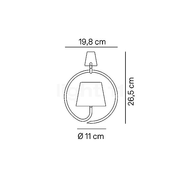 Zafferano Poldina Akkuleuchte LED mit Wandhalterung ring weiß Skizze