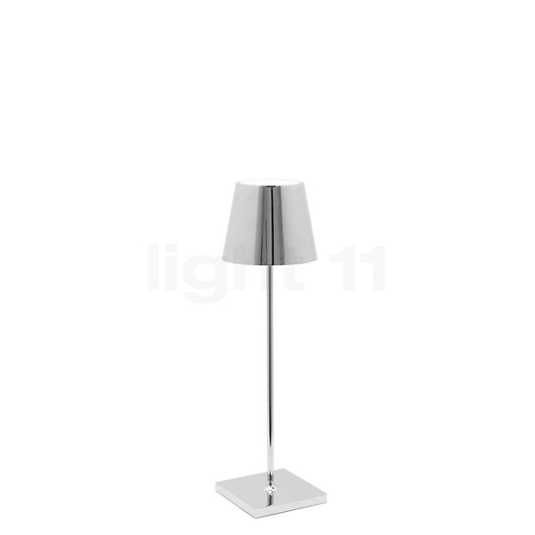Zafferano Poldina, lámpara recargable LED cromo brillo - 38 cm