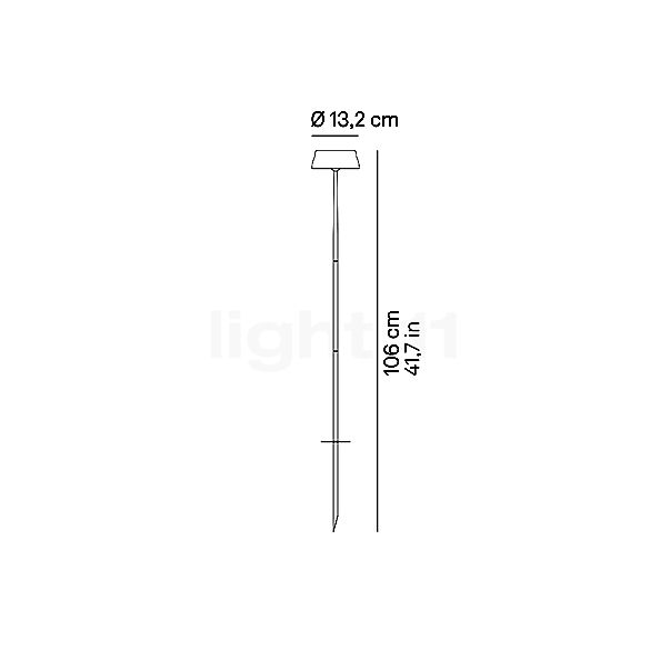 Zafferano Sister Light Acculamp LED met grondpen wit glanzend schets