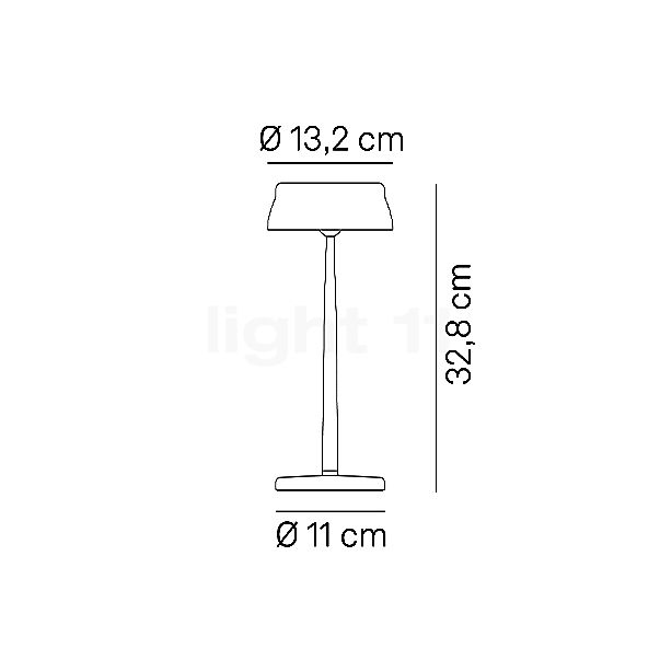 Zafferano Sister Light Acculamp LED zwart glimmend - 33 cm schets