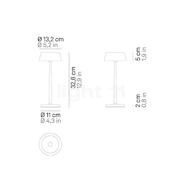 Zafferano Sister Light Akkuleuchte LED kupfer - 33 cm , Auslaufartikel Skizze