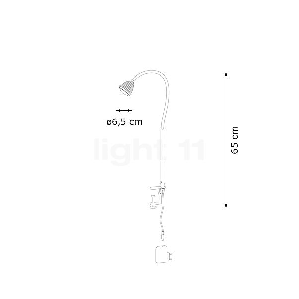 less 'n' more Athene A-KL1 Clamp Light LED aluminium, head aluminium , discontinued product sketch