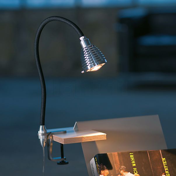 less 'n' more Athene A-KL1, lámpara con pinza LED aluminio, cabezal aluminio , artículo en fin de serie