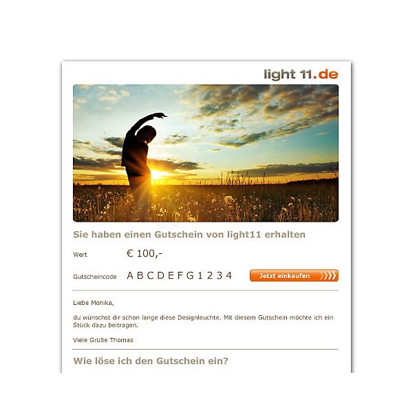 light11.de Gutschein als E-Mail Licht 2