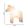 Measurements of the 8 seasons design Shining Horse Table Lamp incl. lamp in detail: height, width, depth and diameter of the individual parts.