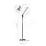 Measurements of the Anglepoise Type 75 Floor lamp white in detail: height, width, depth and diameter of the individual parts.