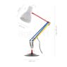 Measurements of the Anglepoise Type 75 Paul Smith Edition Desk Lamp Edition Two in detail: height, width, depth and diameter of the individual parts.