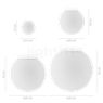 Dimensions du luminaire Artemide Dioscuri Parete/Soffitto ø25 cm en détail - hauteur, largeur, profondeur et diamètre de chaque composant.