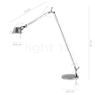 Measurements of the Artemide Tolomeo Lettura polished and anodised aluminium - B-goods - original box damaged - mint condition in detail: height, width, depth and diameter of the individual parts.