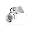 Measurements of the Artemide Tolomeo Micro Faretto LED aluminium - 2,700 K - with switch in detail: height, width, depth and diameter of the individual parts.