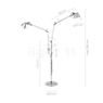 Measurements of the Artemide Tolomeo Terra doppio polished and anodised aluminium in detail: height, width, depth and diameter of the individual parts.